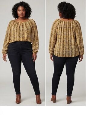 Print Metallic Shimmer Blouse - Size Large